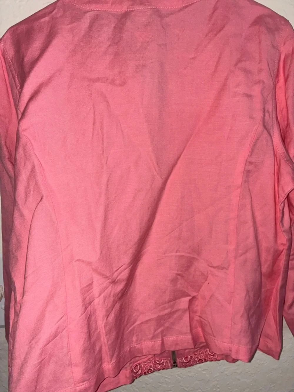 Ruby Rd.  Zip-Up Cardigan with Floral Lace Panel - Picture 10 of 13